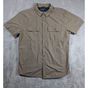 PrAna Button Up Shirt Mens Large Brown Slim Fit Casual Gorpcore Hiking